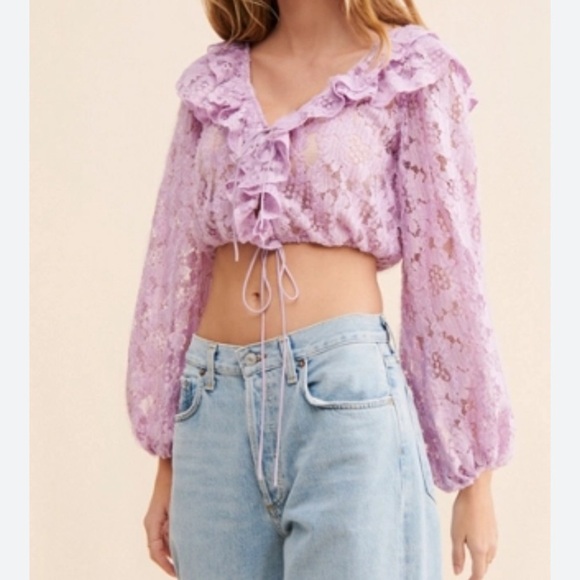 FOR LOVE & LEMONS Tatiana Blouse in Purple Size Small - Picture 1 of 11